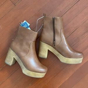 Faux Leather Clog Boots
